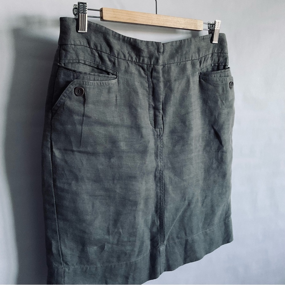 Eileen Fisher Gray Linen Utility skirt XS